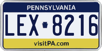 PA license plate LEX8216