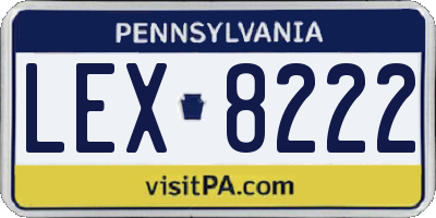 PA license plate LEX8222