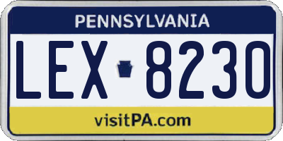 PA license plate LEX8230