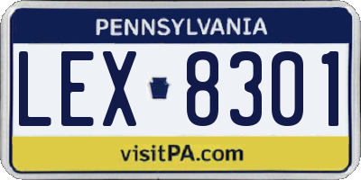 PA license plate LEX8301