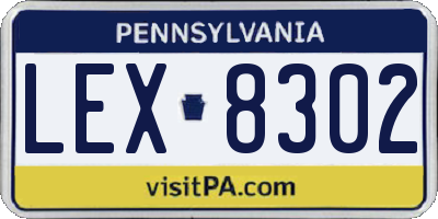 PA license plate LEX8302