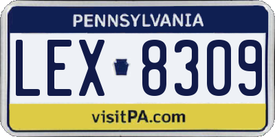PA license plate LEX8309