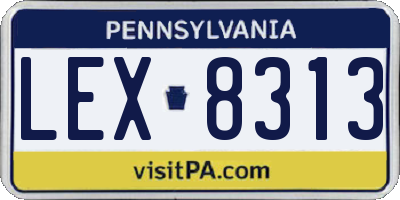 PA license plate LEX8313