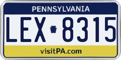 PA license plate LEX8315