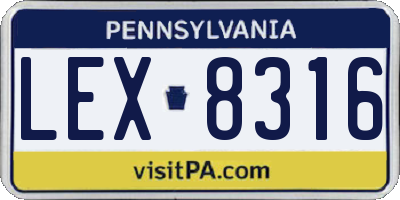 PA license plate LEX8316