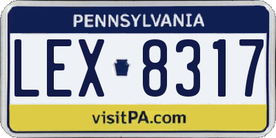 PA license plate LEX8317