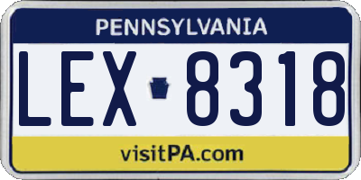 PA license plate LEX8318