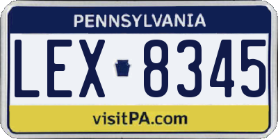 PA license plate LEX8345