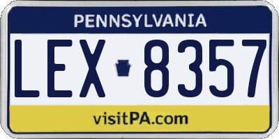 PA license plate LEX8357