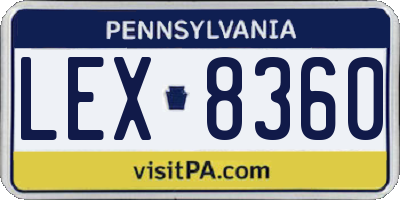 PA license plate LEX8360