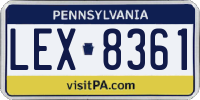 PA license plate LEX8361