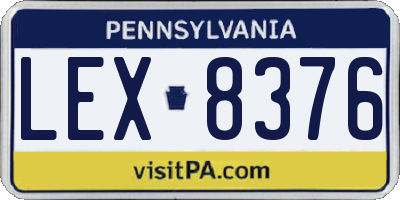 PA license plate LEX8376