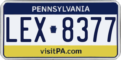PA license plate LEX8377