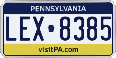 PA license plate LEX8385