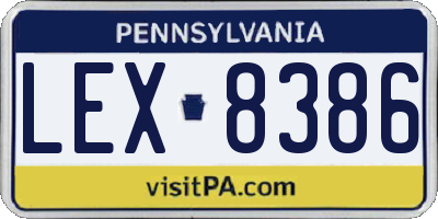 PA license plate LEX8386