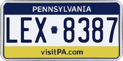 PA license plate LEX8387