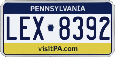 PA license plate LEX8392