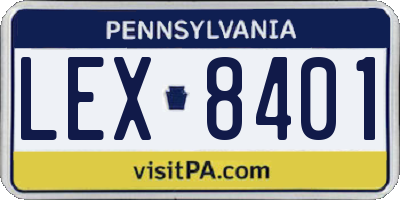 PA license plate LEX8401