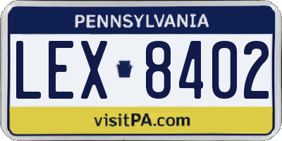 PA license plate LEX8402