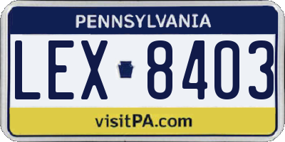 PA license plate LEX8403