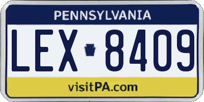 PA license plate LEX8409