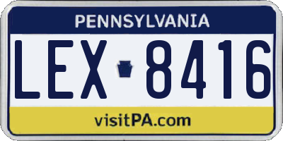 PA license plate LEX8416
