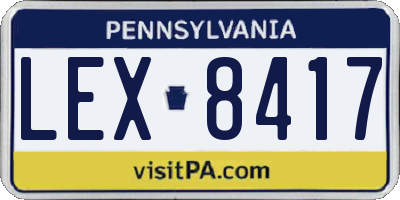PA license plate LEX8417