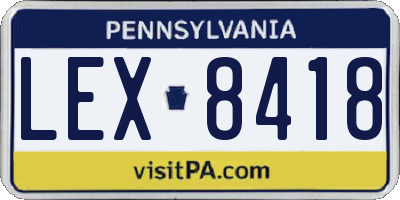PA license plate LEX8418