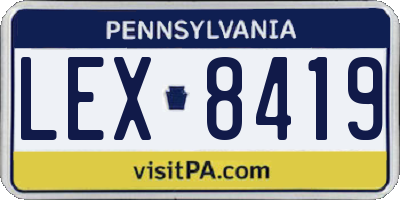 PA license plate LEX8419