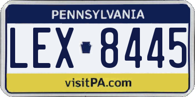PA license plate LEX8445