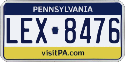 PA license plate LEX8476