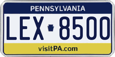 PA license plate LEX8500
