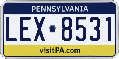 PA license plate LEX8531