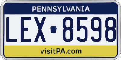 PA license plate LEX8598