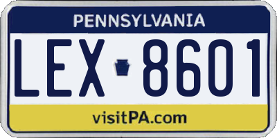 PA license plate LEX8601