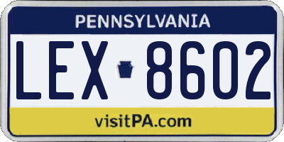 PA license plate LEX8602