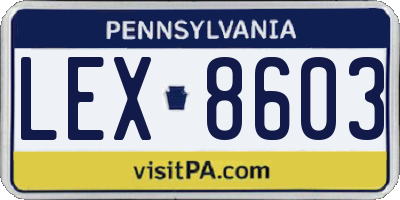 PA license plate LEX8603