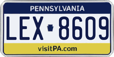 PA license plate LEX8609