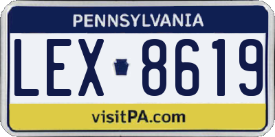 PA license plate LEX8619
