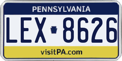 PA license plate LEX8626