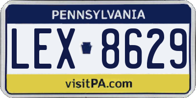 PA license plate LEX8629