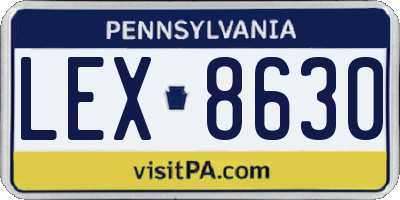 PA license plate LEX8630