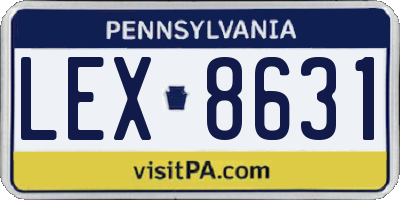 PA license plate LEX8631