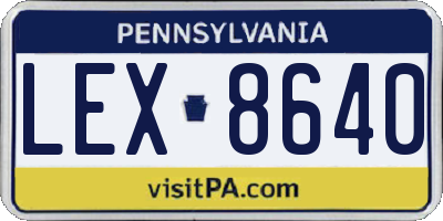 PA license plate LEX8640