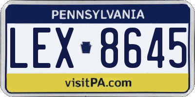 PA license plate LEX8645