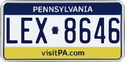 PA license plate LEX8646