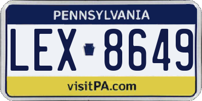 PA license plate LEX8649