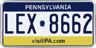 PA license plate LEX8662