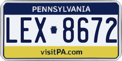 PA license plate LEX8672
