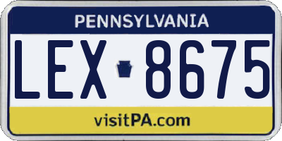 PA license plate LEX8675